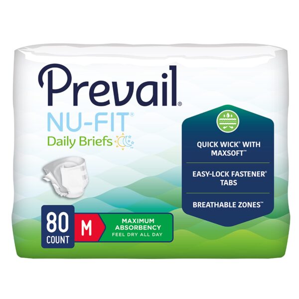 Prevail Nu-Fit Medium Disposable Heavy Absorbency Unisex Adult Incontinence Brief (Part Number NU-012/2) - Image 3