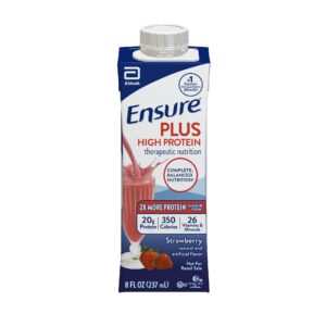 Ensure Plus High Protein Strawberry Flavor Therapeutic Nutrition Shake - 8 oz. Reclosable Carton by Abbott, Part No. 68232