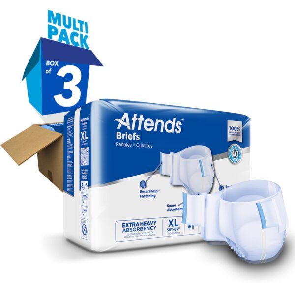 Attends Care Advanced Unisex Adult Incontinence Brief, Extra Large, Heavy Absorbency (Part No. DDP40) - Image 8