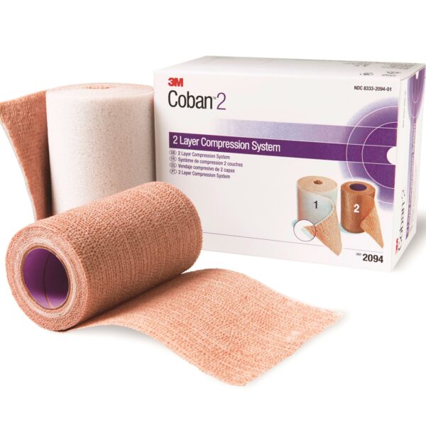 3M Coban 2-Layer Compression Bandage System Part Number 2094N * 2.9 Yard x 4 Inch / 5.1 Yard x 4 Inch Self-Adherent Compression Wraps