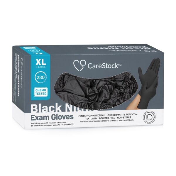 CareStock* CS2778 X-Large NonSterile Nitrile Exam Gloves with Fully Textured Finish - Black - Image 10