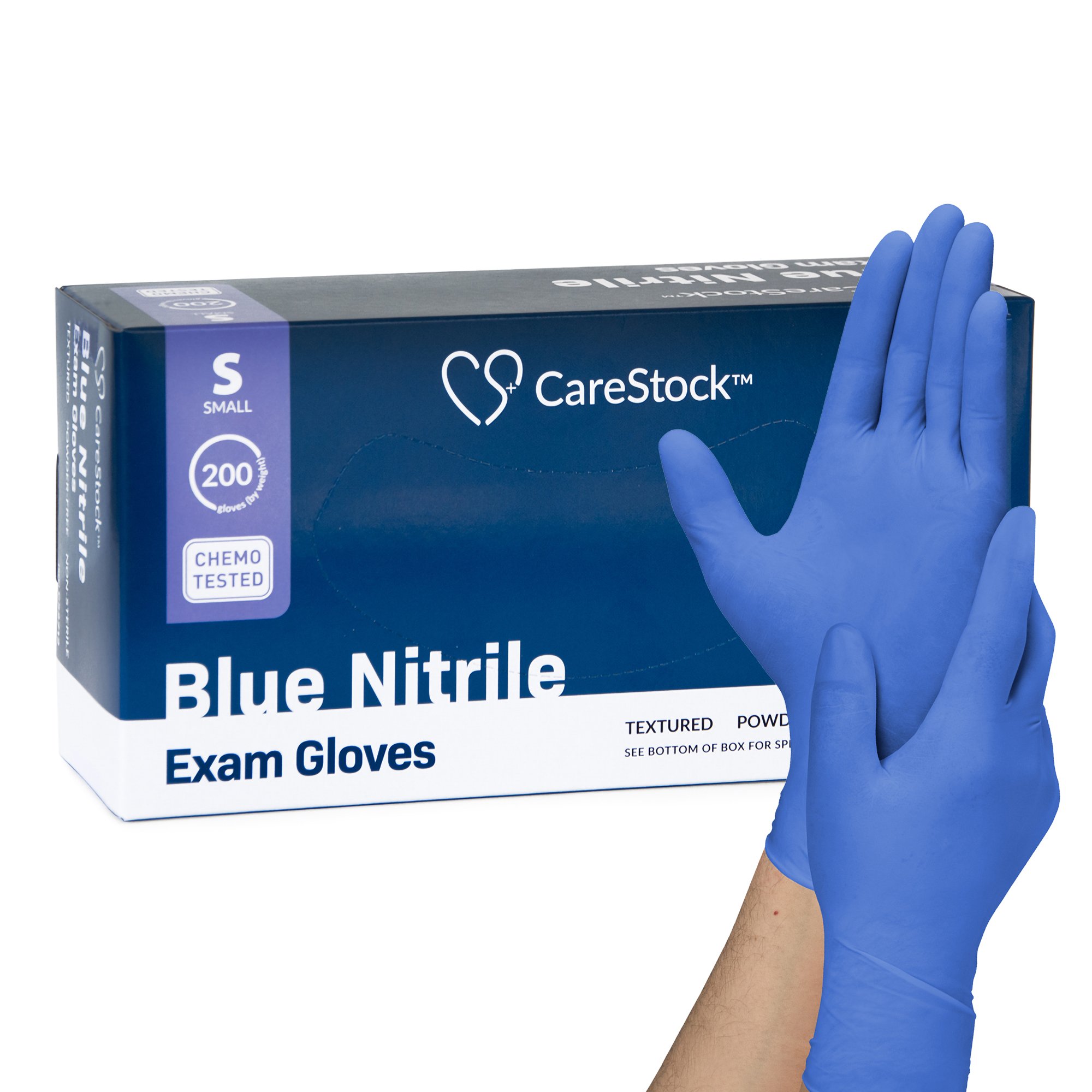 CareStock Small Nitrile Exam Gloves with Textured Fingertips and Chemo Testing by CS2712