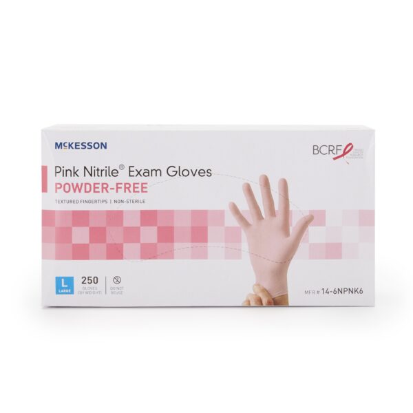 McKesson Pink Nitrile Exam Gloves Large - NonSterile, Textured Fingertips, Standard Cuff Length - Image 5