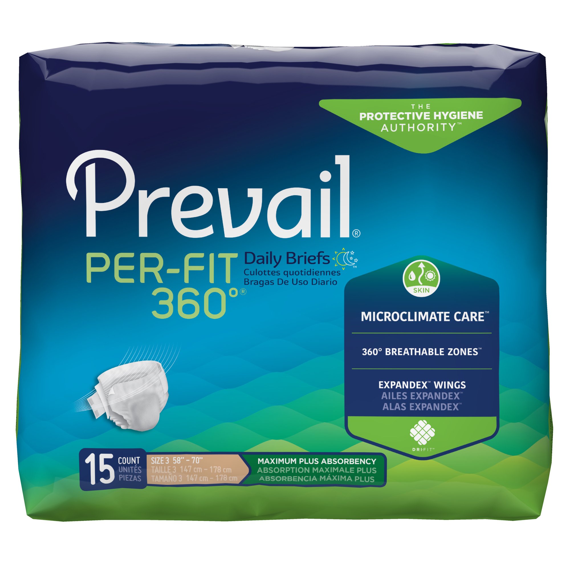 Prevail Per-Fit360 Unisex Adult Incontinence Brief - Heavy Absorbency, Size 3 (Extra Large), Model PFNG-014 by Prevail