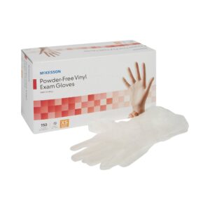 McKesson X-Small Powder-Free Vinyl Exam Gloves - Clear, Standard Cuff, Comfortable Fit