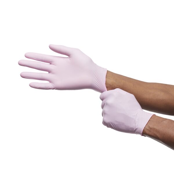 McKesson Pink Nitrile Exam Gloves - Medium Non-Sterile with Textured Fingertips, Standard Cuff Length - Image 8