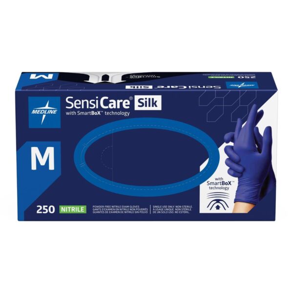 SensiCare Silk MDSXB7585 Medium NonSterile Nitrile Exam Gloves with Textured Fingertips and Standard Cuff Length