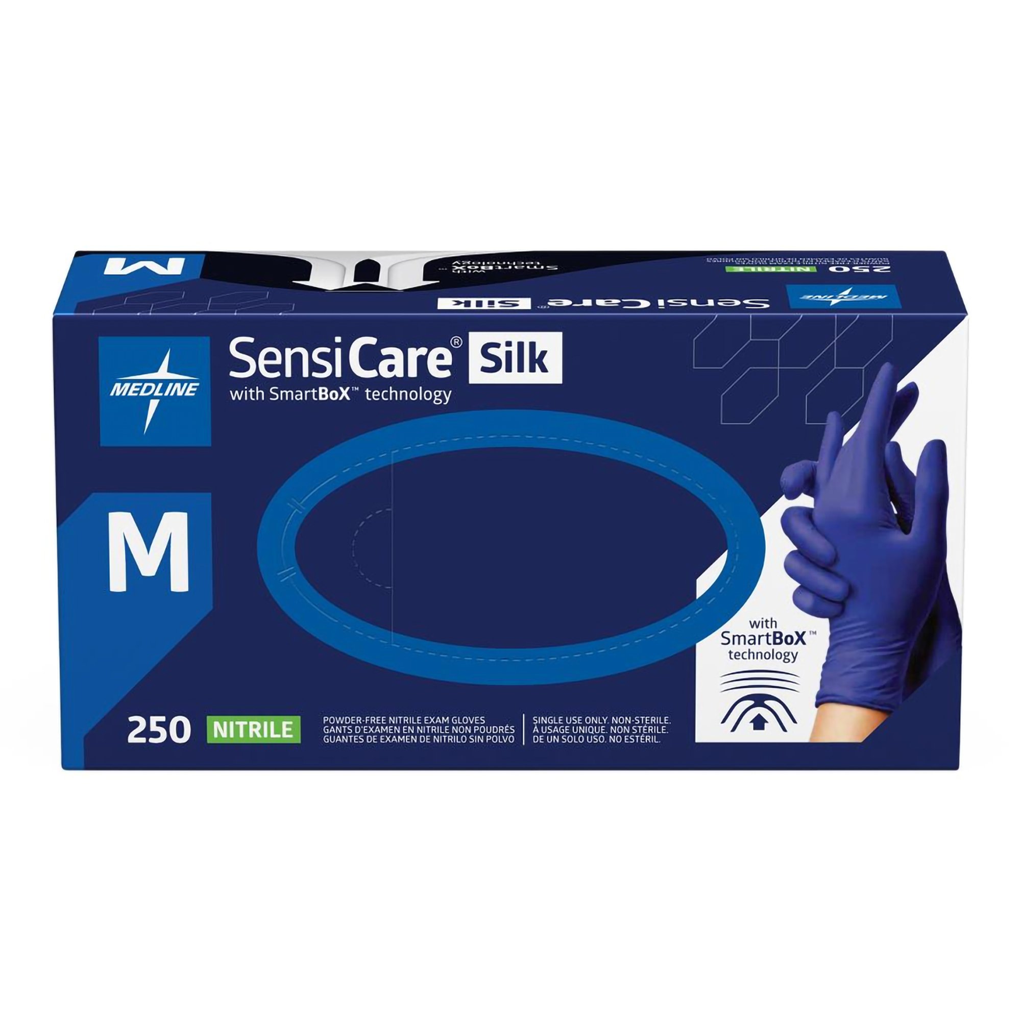 SensiCare Silk Medium Non-Sterile Nitrile Exam Gloves - Dark Blue, Chemo Tested by MDSXB7585