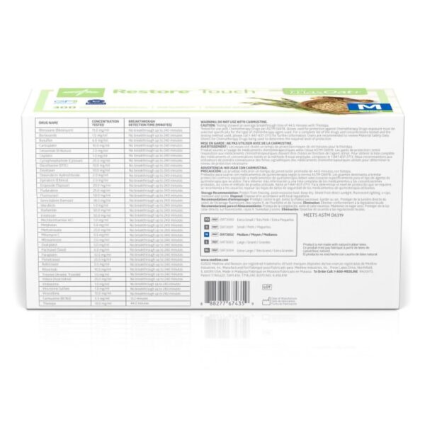 OATEX Exam Glove Restore Touch Medium NonSterile Nitrile Chemo Tested - Green, Standard Cuff, Textured Fingertips - Image 4