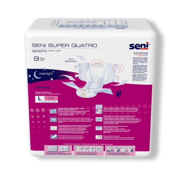 Seni Super Quatro Large Unisex Adult Incontinence Brief with Heavy Absorbency * Part Number S-LA09-BQ1 - Image 8