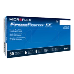 FreeForm EC 2X-Large Nitrile Exam Gloves with Extended Cuff by FFE - Textured Fingertips, Blue