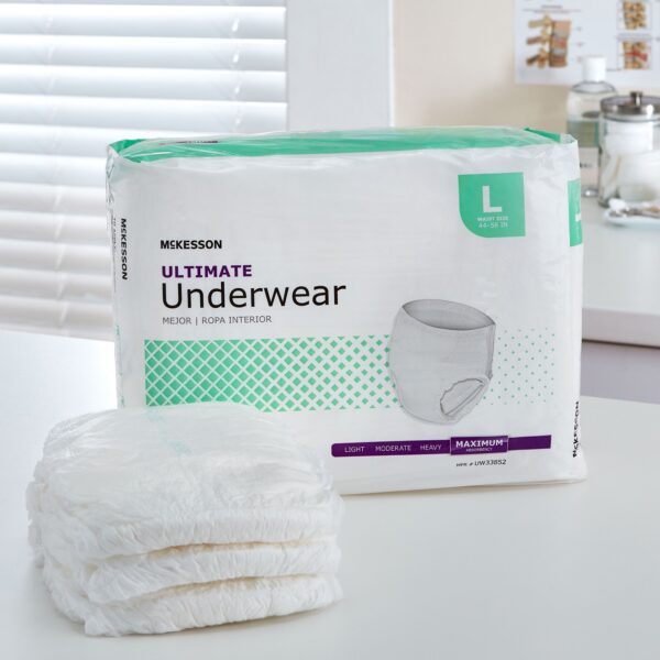 McKesson Unisex Adult Absorbent Underwear, Large, Heavy Absorbency - Tear-Away Sides for Easy Removal - Image 9