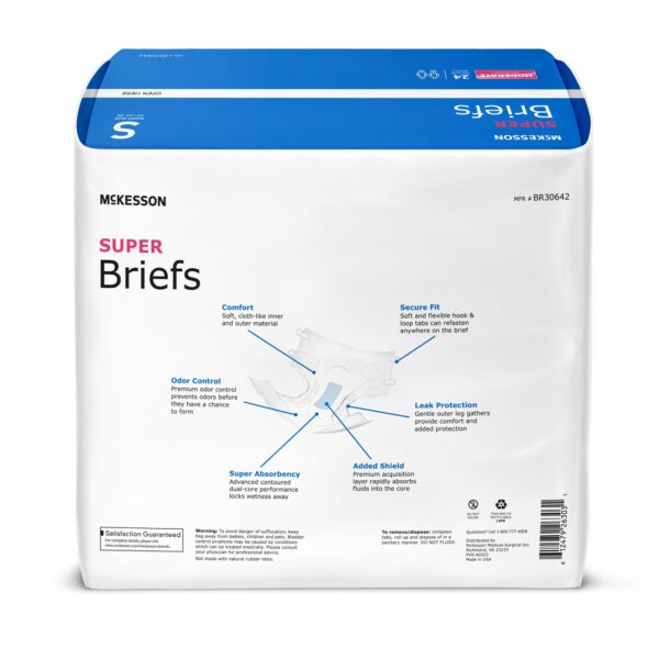 McKesson Unisex Adult Incontinence Brief Small - Moderate Absorbency, Disposable, Part BR30642 - Image 2
