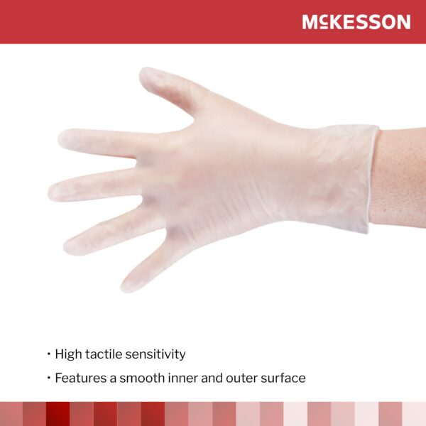 McKesson X-Small Vinyl Exam Gloves - NonSterile, Clear, Standard Cuff, 100 Pack - Image 4