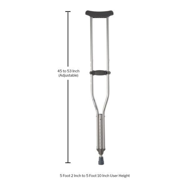 McKesson Adult Aluminum Underarm Crutches Part Number 146-10430-8 for 5'2" to 5'10" Users - Image 3