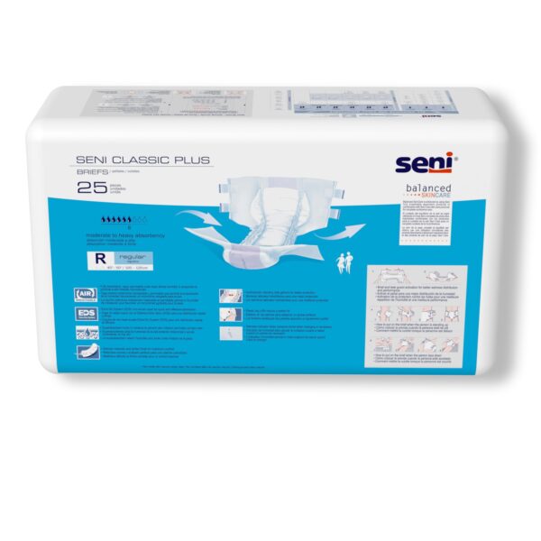 Seni Classic Plus Regular Disposable Incontinence Brief by Seni - Moderate Absorbency, Fits 40-50 Inch Waists - Image 8