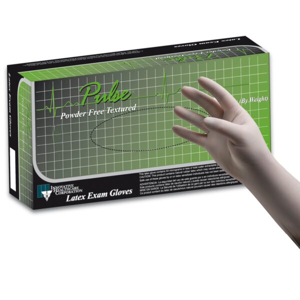 Pulse 151 Series Medium Non-Sterile Latex Exam Gloves - White, Fully Textured, 9.5 Inch Length
