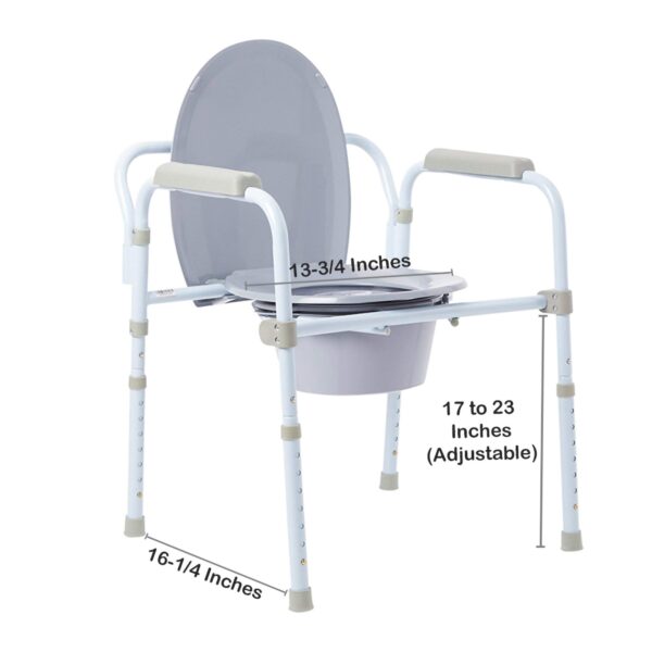 McKesson 3-in-1 Commode with Steel Frame and Adjustable Height - Fixed Arms, 13-3/4 Inch Seat Width, Supports Up to 350 lbs - Image 3