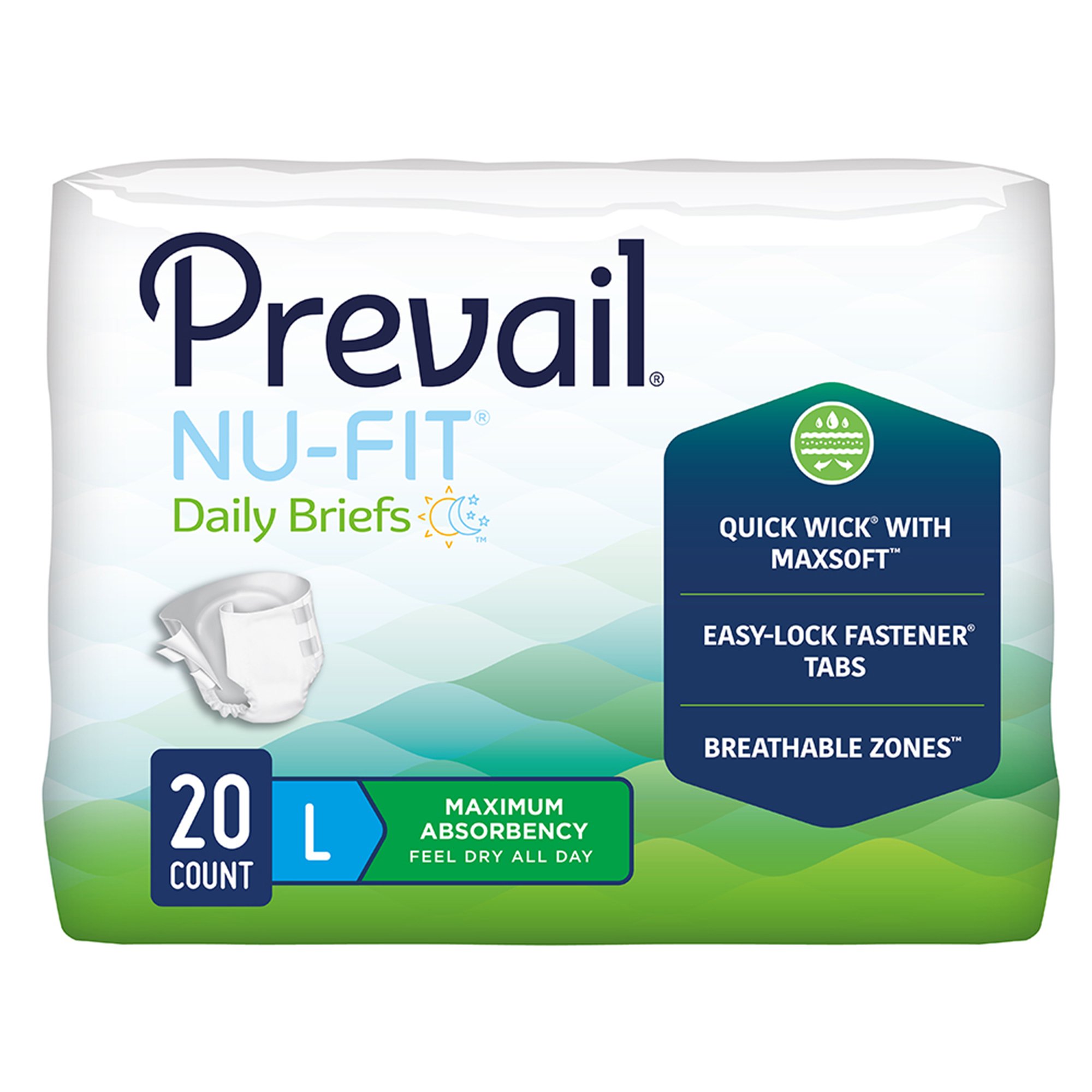 Prevail Nu-Fit Large Unisex Adult Incontinence Brief - Heavy Absorbency (Part Number NU-013/2)