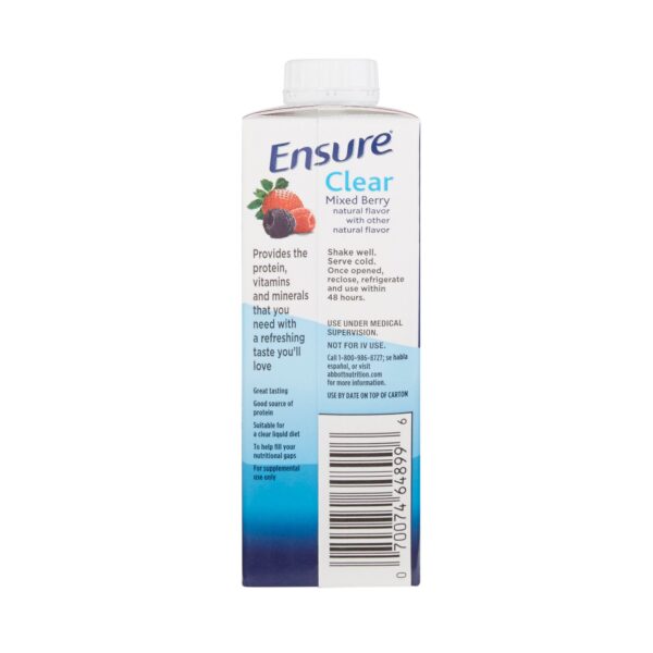 Ensure Clear Mixed Berry Flavor Liquid Oral Supplement - 8 oz. Reclosable Carton by Abbott (Part Number 64900) - Image 3
