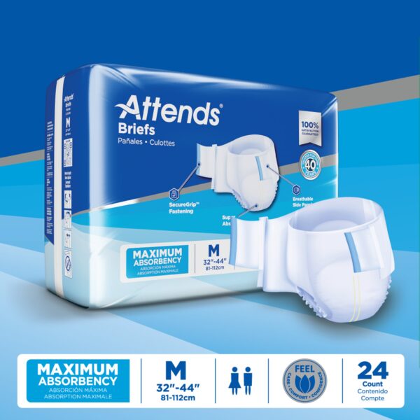 Attends DDA20 Unisex Medium Disposable Heavy Absorbency Incontinence Brief - Image 9