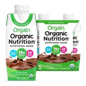 Orgain Organic Nutritional Shake Creamy Chocolate Fudge Flavor 11 oz. Liquid Carton - Supports Immunity & Protein Needs