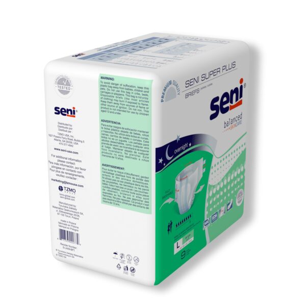 Seni Super Plus Large Unisex Adult Incontinence Brief with Heavy Absorbency (Part Number: S-LA09-BP1) - Image 7