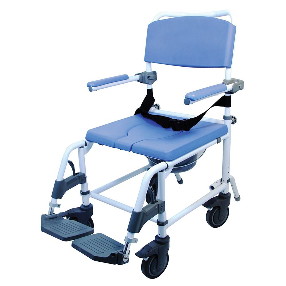 Healthline EZee Life Padded Flip-Back Arms Commode and Shower Chair with Aluminum Frame, 22-Inch Seat Width, and 440 lbs. Capacity