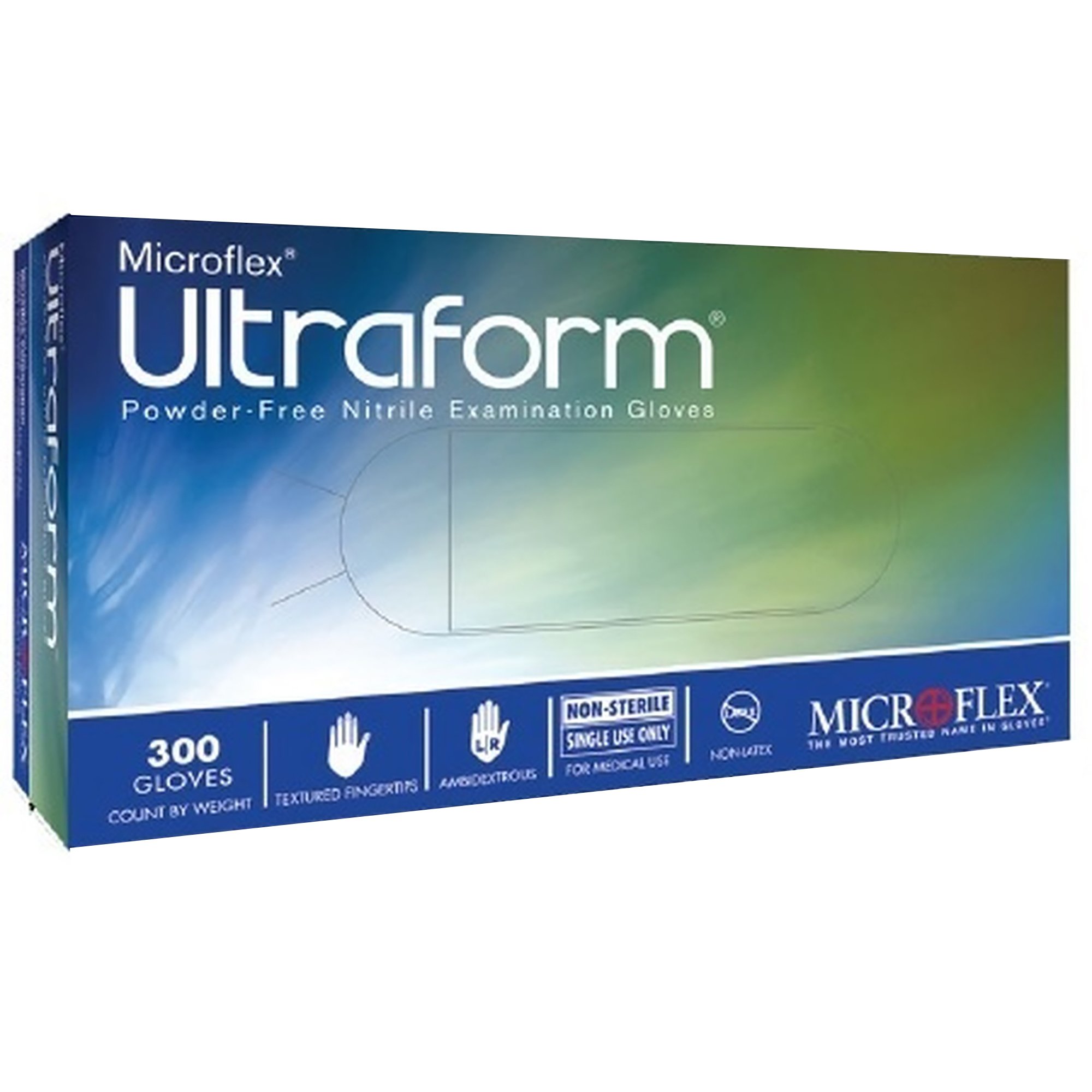 Microflex Ultraform Small Blue Nitrile Exam Gloves - Form-Fitting, Powder-Free Medical and Food Industry Hand Protection