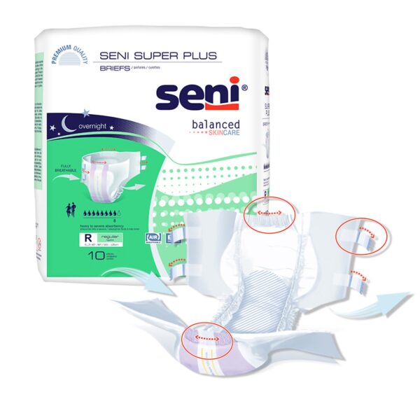 Seni Super Plus Regular Unisex Adult Incontinence Brief - Heavy Absorbency with Secure Fit - Image 5