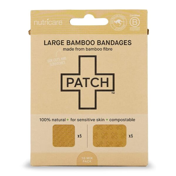 Patch* Adhesive Strip Patch* - 2 x 3 Inch and 3 x 3 Inch Bamboo Rectangle and Square Sterile Bandages