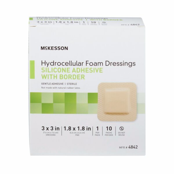 McKesson Foam Dressing 3 x 3 Inch with Border Film Backing and Silicone Gel Adhesive, Sterile - Image 9