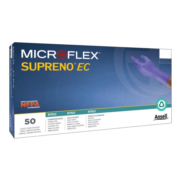Supreno EC Large Nitrile Exam Gloves with Extended Cuff - Blue, Chemo & Fentanyl Tested