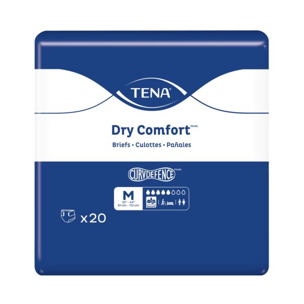 TENA Dry Comfort Unisex Adult Incontinence Brief - Medium Disposable with Moderate Absorbency