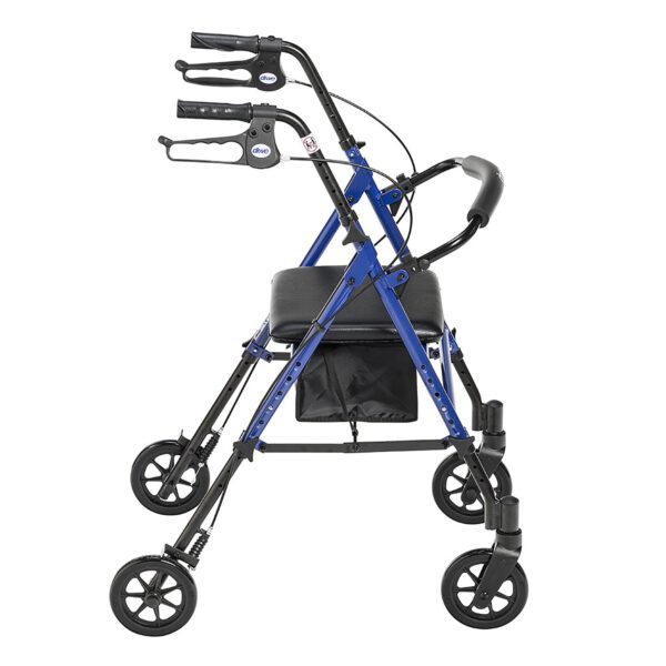 4 Wheel Rollator Drive Blue Adjustable Height Folding Aluminum Frame - RTL10261BL by [Brand Name] - Image 3