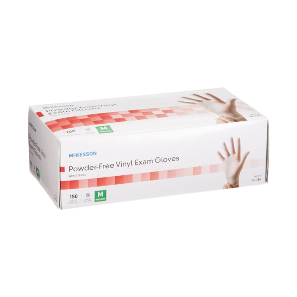 McKesson Medium Powder-Free Vinyl Exam Gloves * Clear, Non-Sterile, Standard Cuff - Image 6