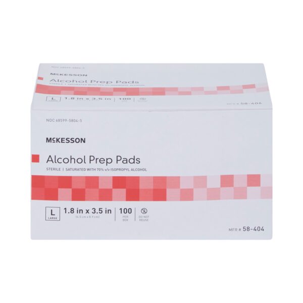 McKesson Alcohol Prep Pad with Isopropyl Alcohol * 4.5 x 9 cm, 70% Strength, Sterile, Large, 100 Count - Image 4