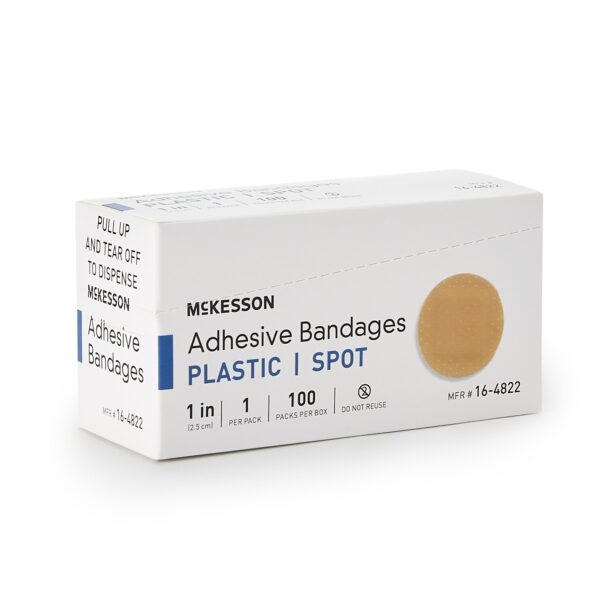 McKesson Round Tan Adhesive Spot Bandage - 1 Inch Diameter, Sterile, Non-Latex, 100 Pack - Image 6