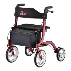 4 Wheel Rollator EXPRESS Red by Drive Medical - Adjustable Height Folding Aluminum Frame (Part #4328RD)