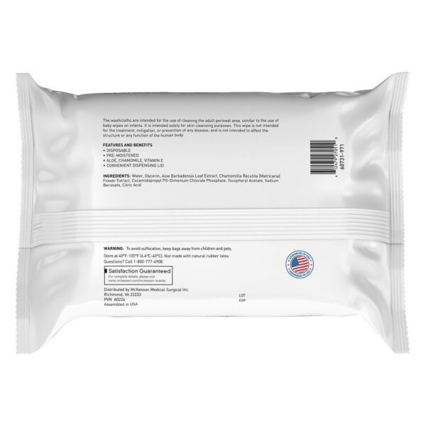 McKesson Personal Cleansing Wipes Unscented, 96 Count * Gentle, Large-Size Pre-Moistened Wipes for Daily Use - Image 2