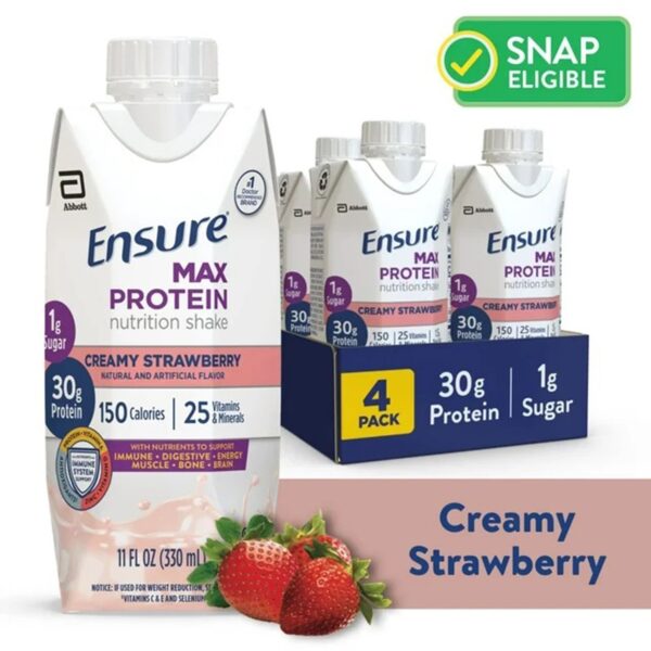 Ensure Max Protein Nutrition Shake Creamy Strawberry Flavor - 11 oz Reclosable Carton - Image 4