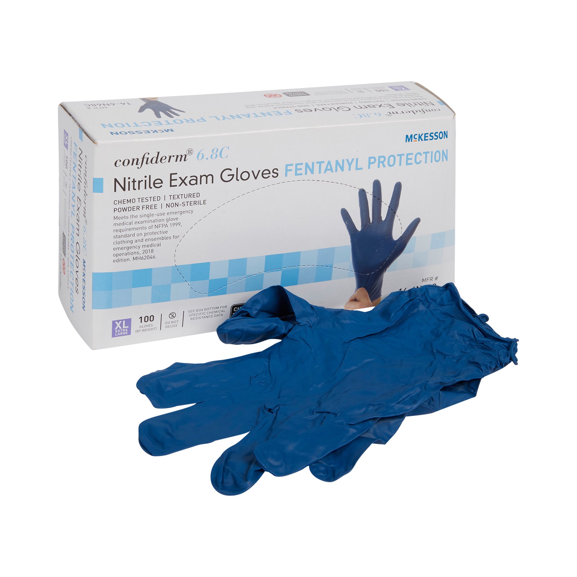McKesson Confiderm 6.8C X-Large NonSterile Nitrile Exam Gloves with Textured Fingertips and Chemotherapy Testing