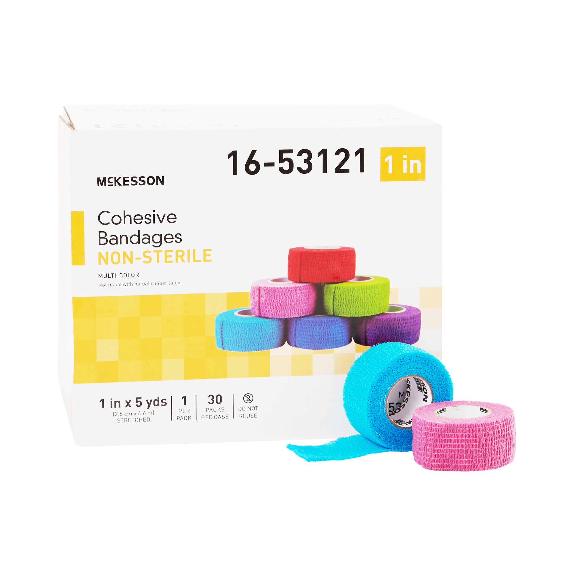 McKesson Cohesive Bandage 1 Inch x 5 Yard Self-Adherent Closure in Multiple Colors