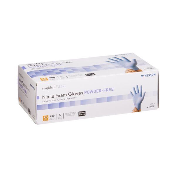 McKesson Confiderm 3.5C X-Small Nitrile Exam Gloves with Textured Fingertips and Beaded Cuff - Image 8