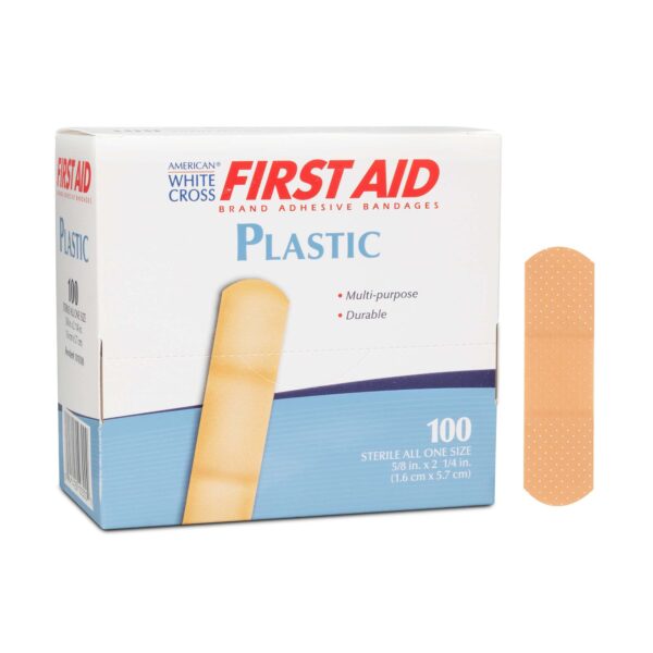 American White Cross 668783 Sterile Adhesive Bandages - 5/8 x 2-1/4 Inch Plastic Strips