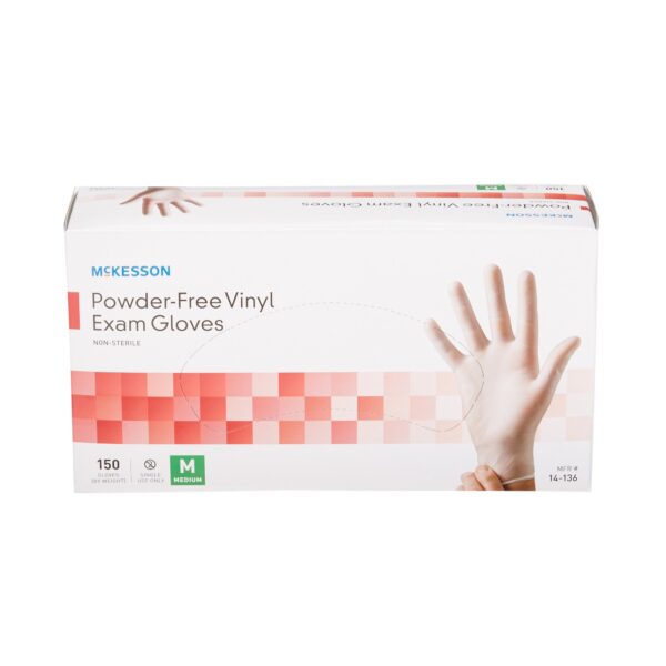 McKesson Medium Powder-Free Vinyl Exam Gloves - NonSterile, Standard Cuff, Clear - Image 5
