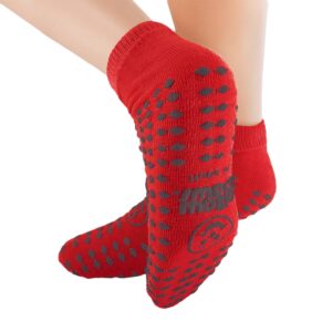 Pillow Paws Risk Alert Terries Unisex Adult 2X-Large Slipper Socks with All-Around Tread - Red