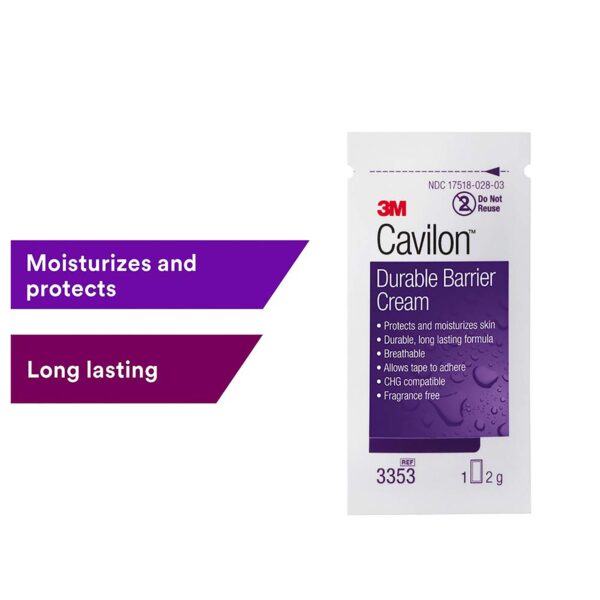 3M Cavilon Skin Protectant Barrier Cream - 2 Gram Individual Packet, Unscented, CHG Compatible - Image 3