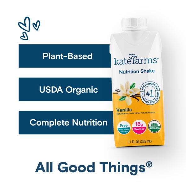 Kate Farms Nutrition Shake Vanilla Flavor Liquid 11 oz. * Organic Meal Replacement for Muscle Support - Image 9