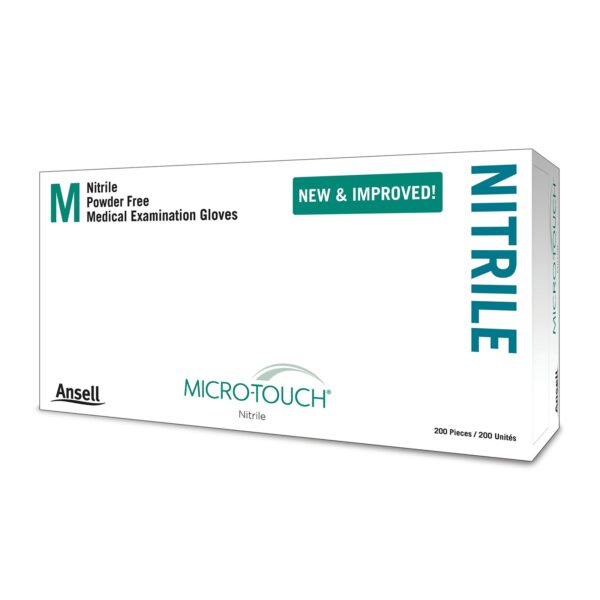 Ansell Micro-Touch Nitrile Exam Gloves * Medium, Blue, Chemo Tested, Textured Fingertips, Standard Cuff - Image 3